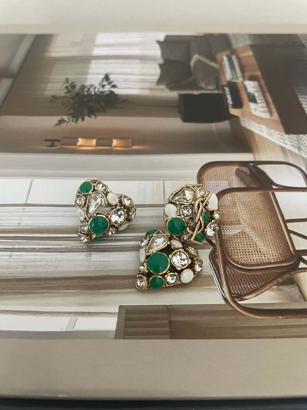 Saint Laurent Cassandre Crystal Heart Earrings